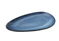 PLATE L32.5XW20.4XH2.8CM, REACTIVE GLAZE (MATT DARK BLUE), CERABON NOMA
