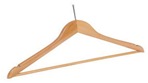 WOODEN HANGER 44X1.2CM, W/ BAR & ANTI-THEFT RING, NATURAL COLOUR