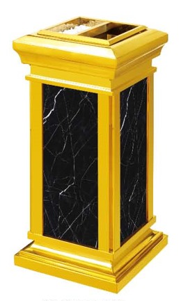 DUSTBIN, S/S COVER W/ TITANIUM FRAME, MAN-MADE MARBLE BODY, ASTRAY ON TOP, L310XW310XH660MM