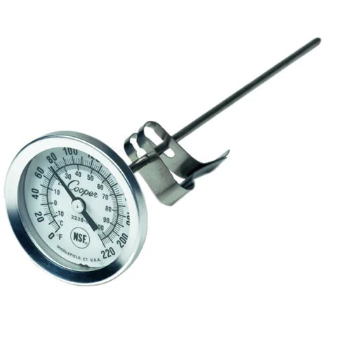 TEST THERMOMETER, -10° TO 100°C, 8" STEM LENGTH, COOPER