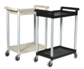 2 SHELF CART TROLLEY 42X71X90CM, W/ POLYPROPYLENE SHELF & TUBULAR ALUMINIUM SUPPORT, GREY COLOR